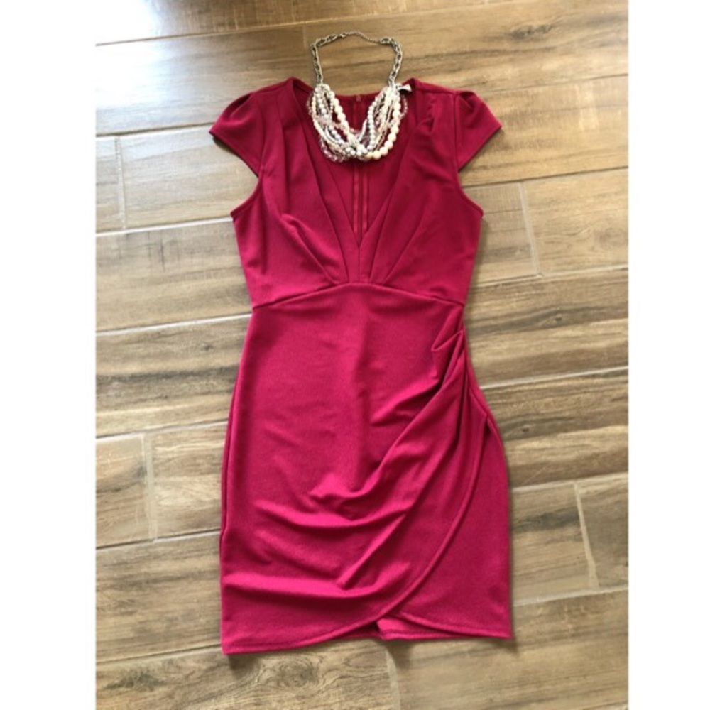 Red wrap bodycon dress